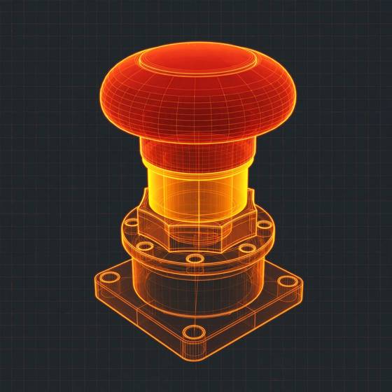 AI illustration of the Emergency stop button (latching)