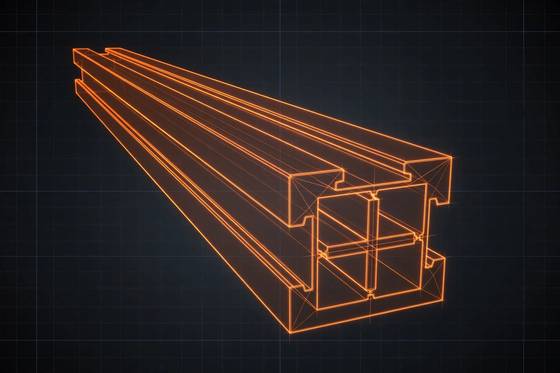 AI illustration of the Aluminium extrusion 2020 (per metre)