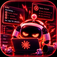 Robot mascot frustrated, build failed